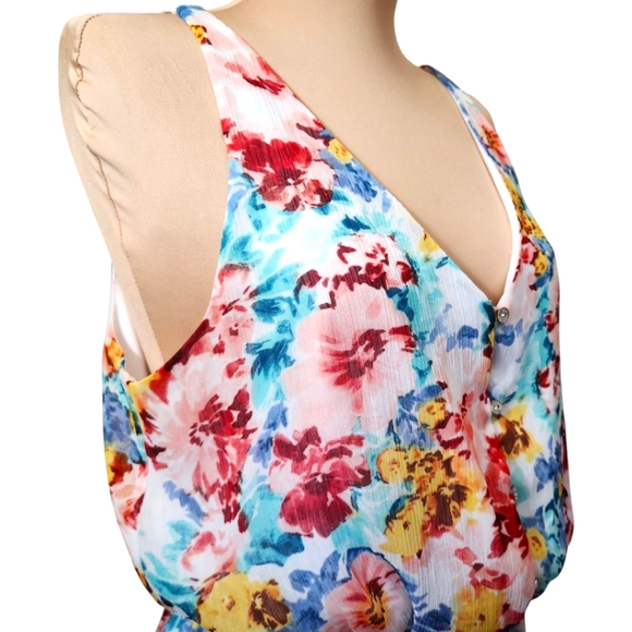 GUESS Floral Print Scoop Neck Mini Dress - Picture 8 of 14